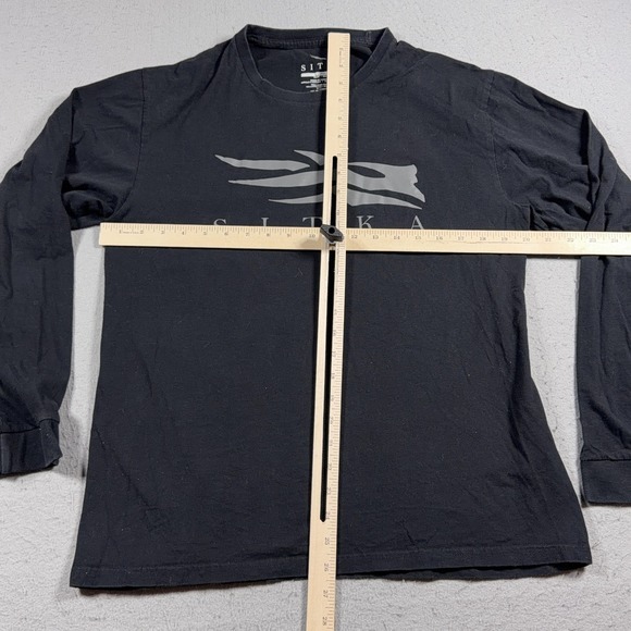 Sitka Shirt Mens Large Black Long Sleeve Logo Hunting Tee Pima Cotton Outdoor - Picture 4 of 8
